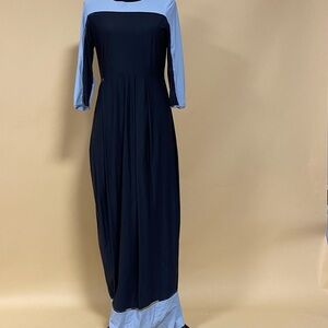 Elegant Black and Blue Maxi Dress